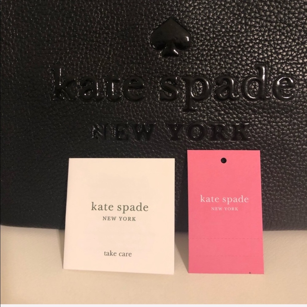 New KATE SPADE ♠️ Black Large Leather Tassel Pouch - Picture 7 of 8